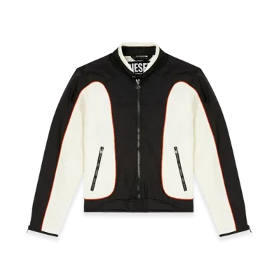 Diesel J-Blink-A Color-Block Biker Jacket With Piping "White Black"
