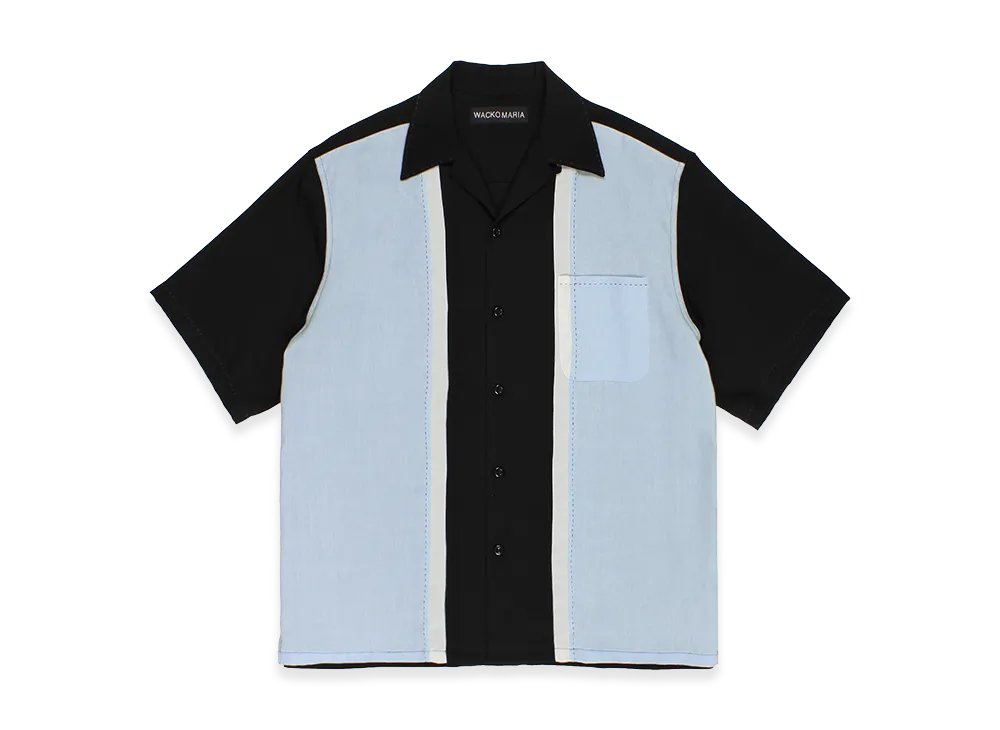 WACKO MARIA Switching 50's Open Collar Shirt "Light Blue"