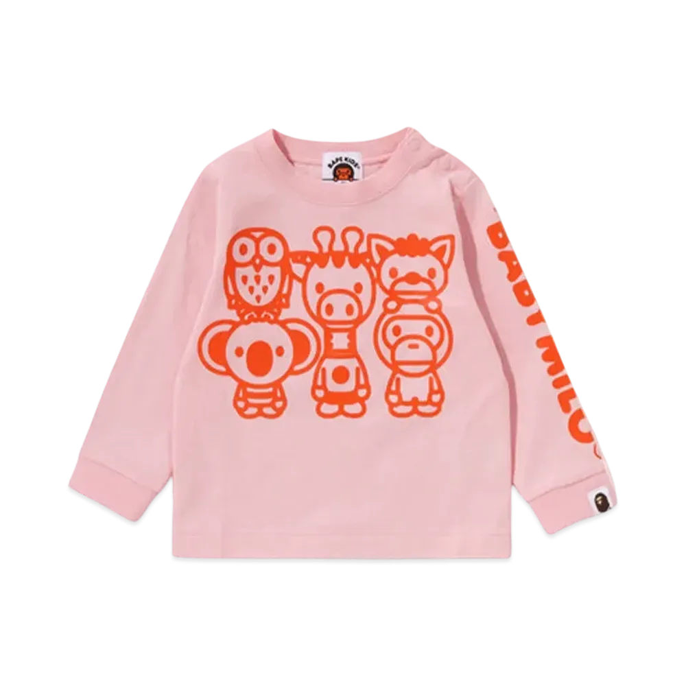 A BATHING APE Baby Milo & Friends Ls Tee "Pink"