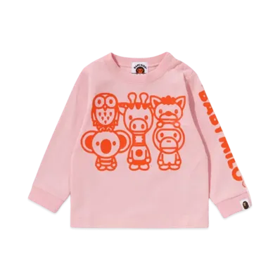 A BATHING APE Baby Milo & Friends Ls Tee "Pink"