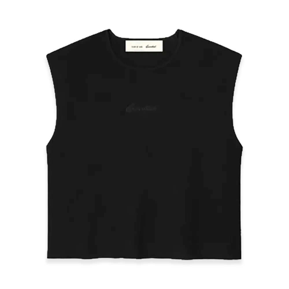 FEAR OF GOD ESSENTIALS Women's Signature Rib Knit Cropped Top "Vintage Black"