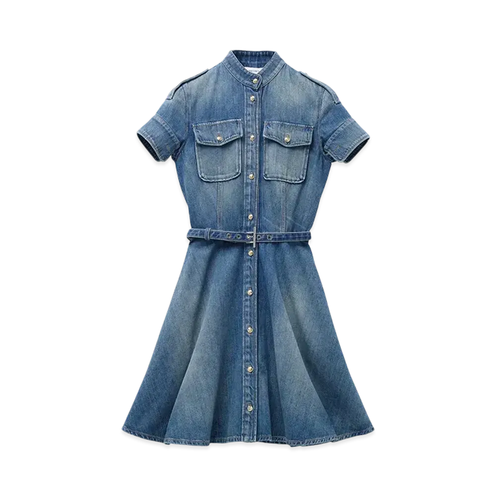 Alexander McQUEEN Shirt Denim Mini Dress "StornWashed"