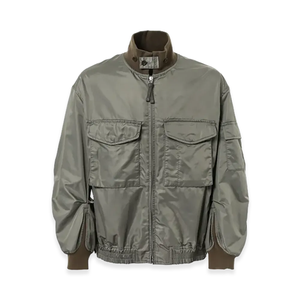 COMME des GARCONS HOMME Polyester Satin Military Jacket "Dark Khaki"