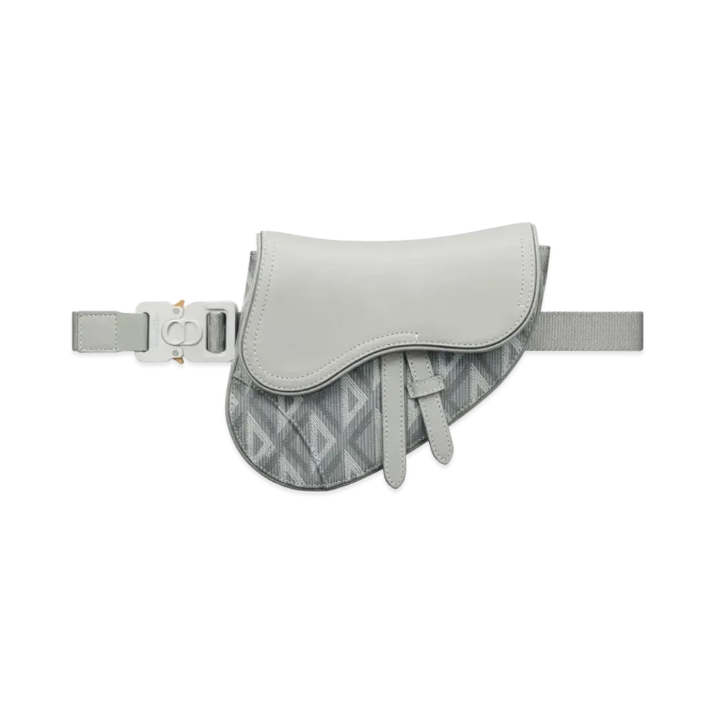 Dior Saddle Mini Bag CD Diamond Canvas & Smooth Calfskin "Gray"