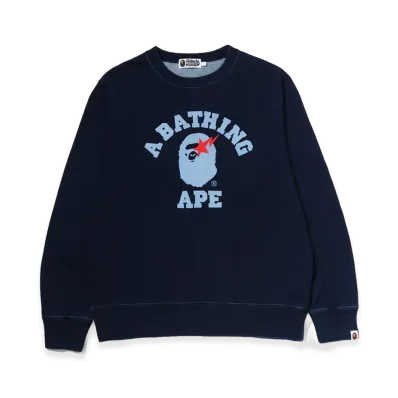 A BATHING APE College Indigo Crewneck Sweatshirt "Indigo"