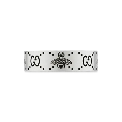 GUCCI GG and Bee Engraved Ring "Silver"