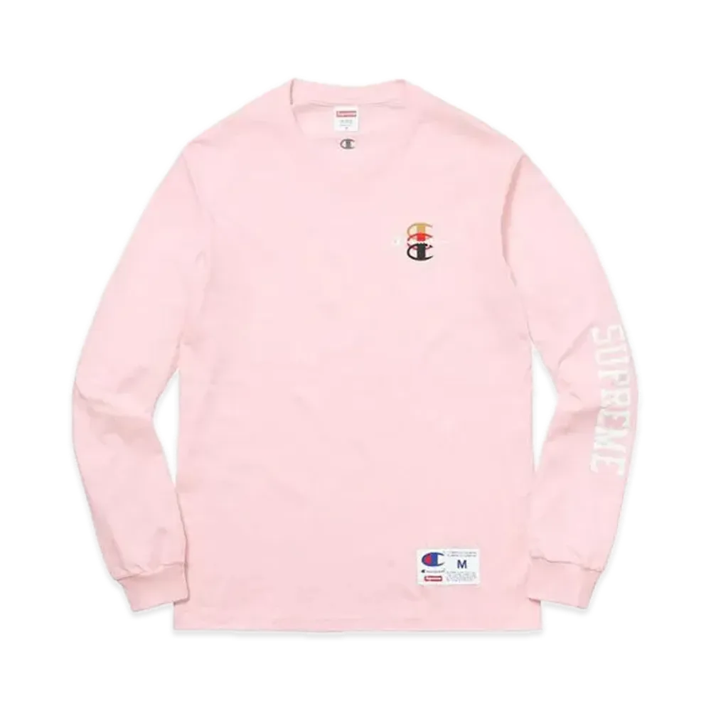 Supreme x Champion Stacked C L/S Tee "Pink"