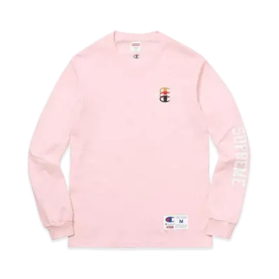 Supreme x Champion Stacked C L/S Tee "Pink"