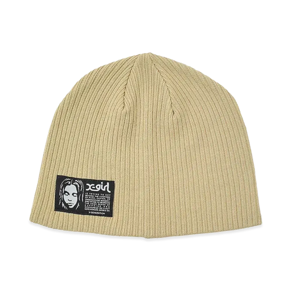X-Girl Women's Face Label Beanie "Beige"