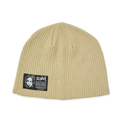 X-Girl Women's Face Label Beanie "Beige"