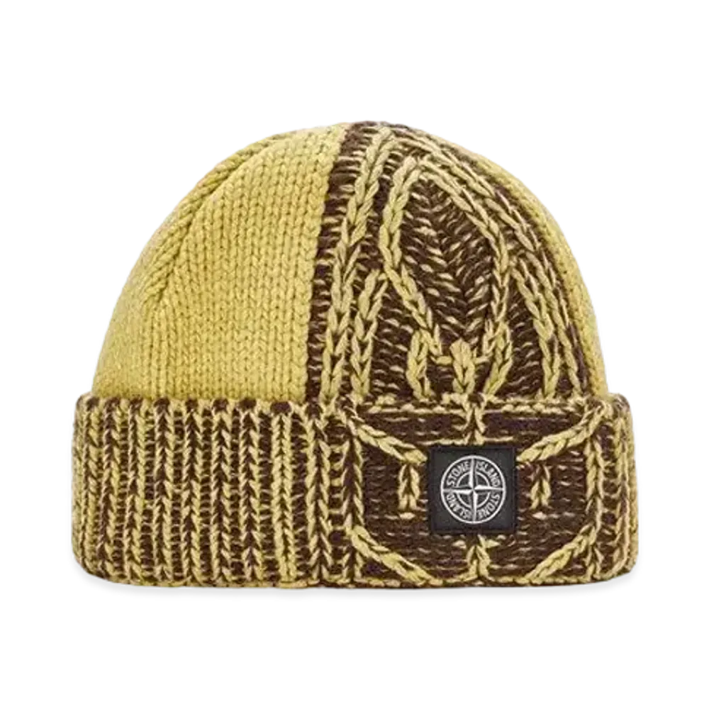 Stone Island N18D8 LAMBSWOOL WITH ARAN MOTIF "Dark Beige"