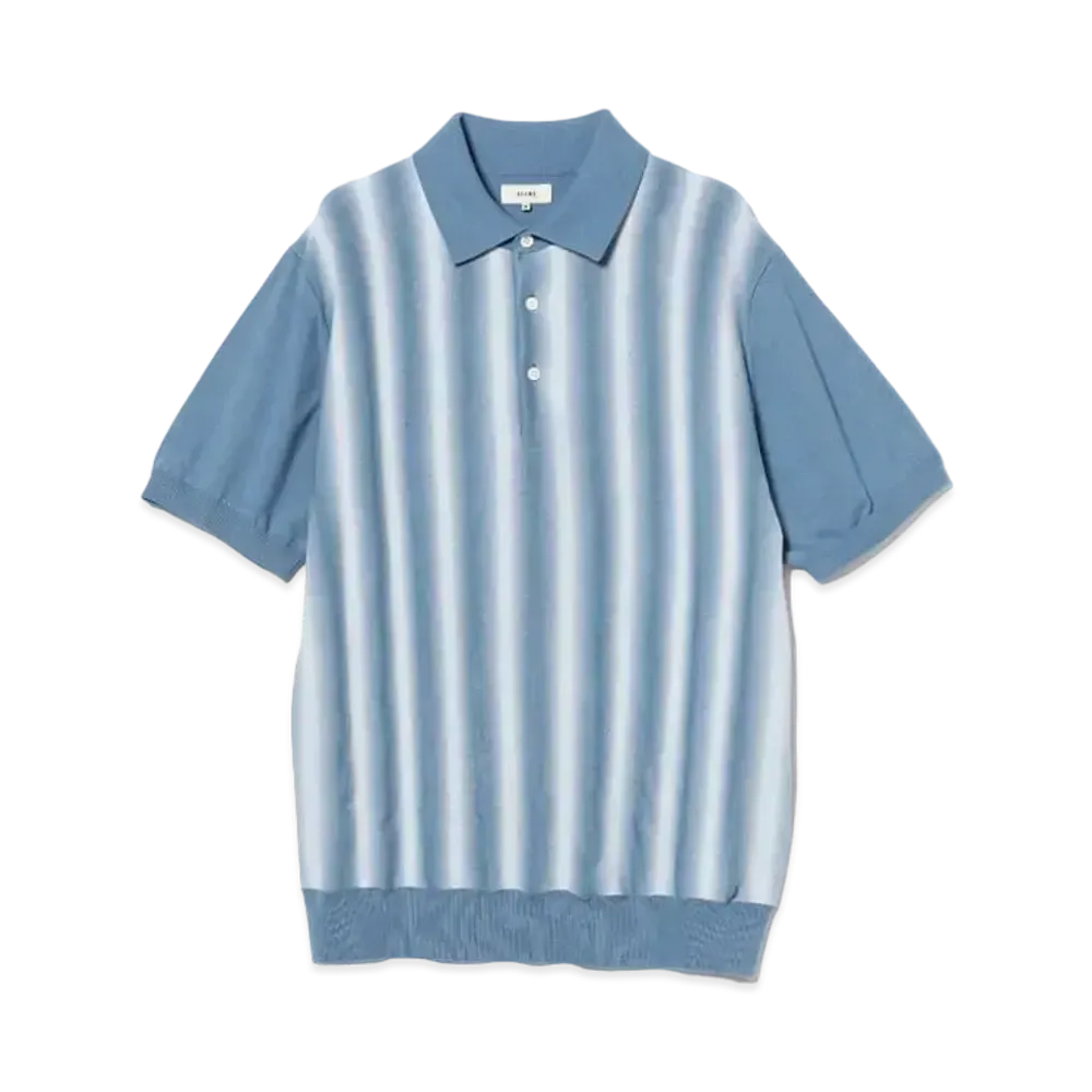 BEAMS Kasuri Gradient Polo Shirt "Blue"