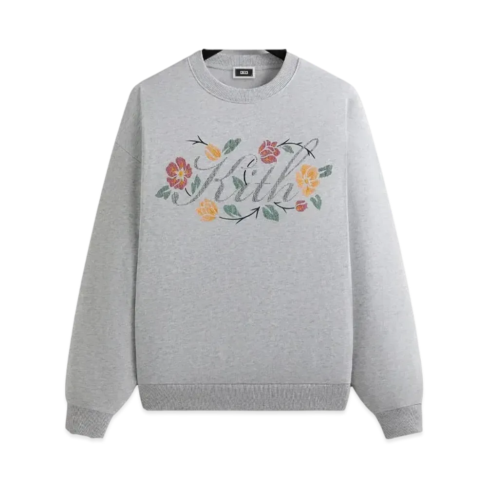 Kith Floral Script Nelson Crewneck "Light Heather Grey"