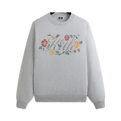 Kith Floral Script Nelson Crewneck "Light Heather Grey"