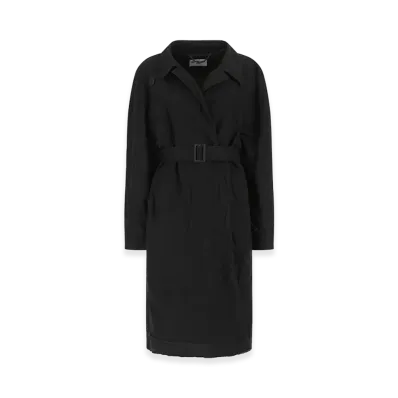 BALENCIAGA Women's Cotton Overcoat "Midnight Blue/Black"