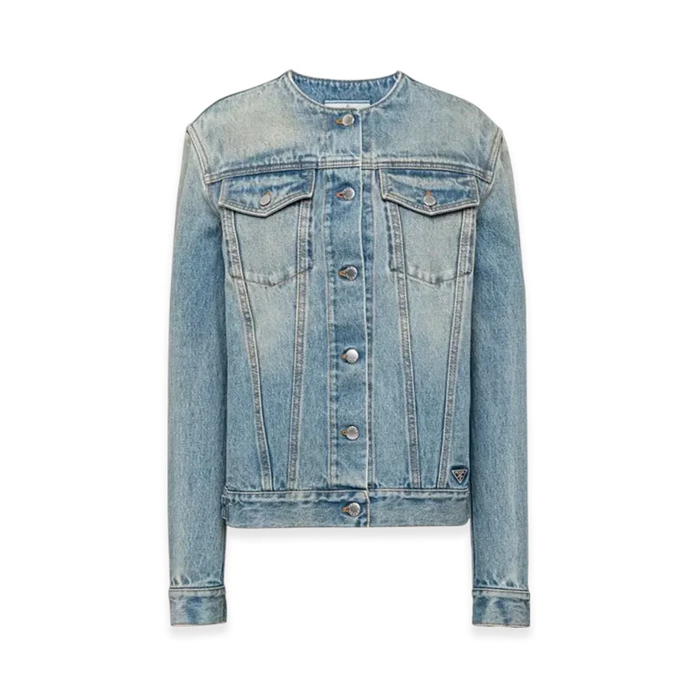 PRADA Women's Denim Blouson Jacket "Light Blue"