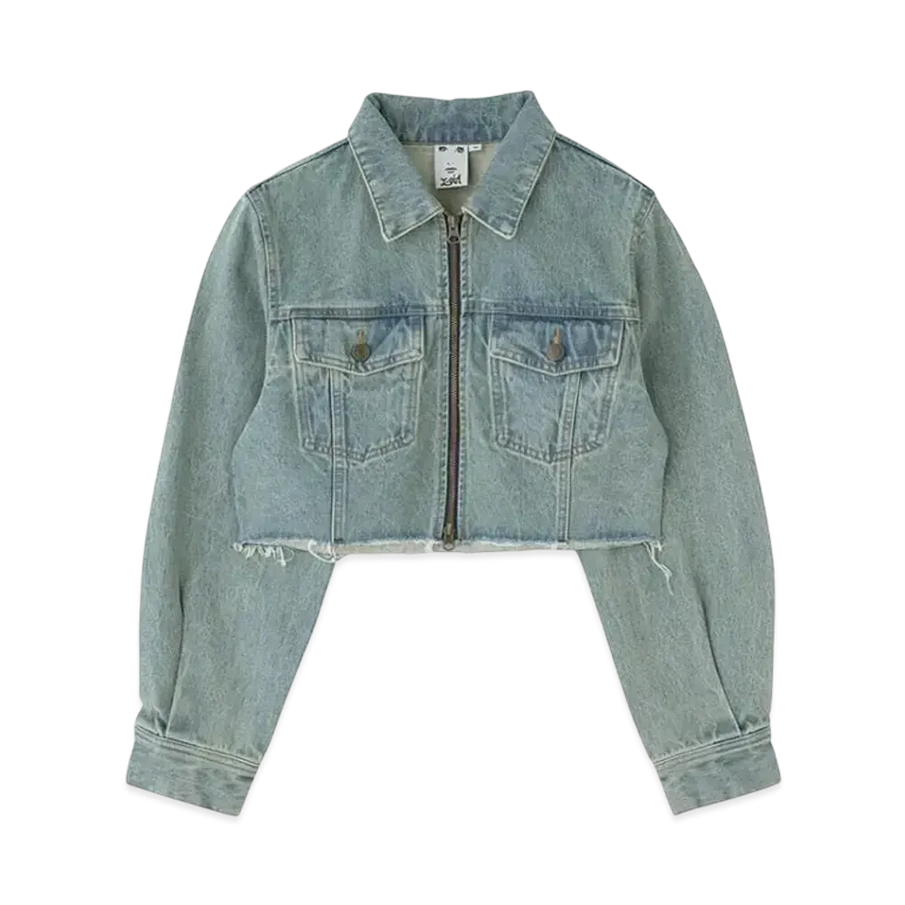 X-Girl Overdyed Zip Up Denim Jacket "Light Indigo"
