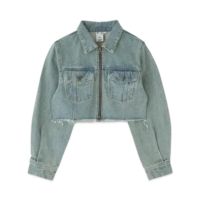 X-Girl Overdyed Zip Up Denim Jacket "Light Indigo"