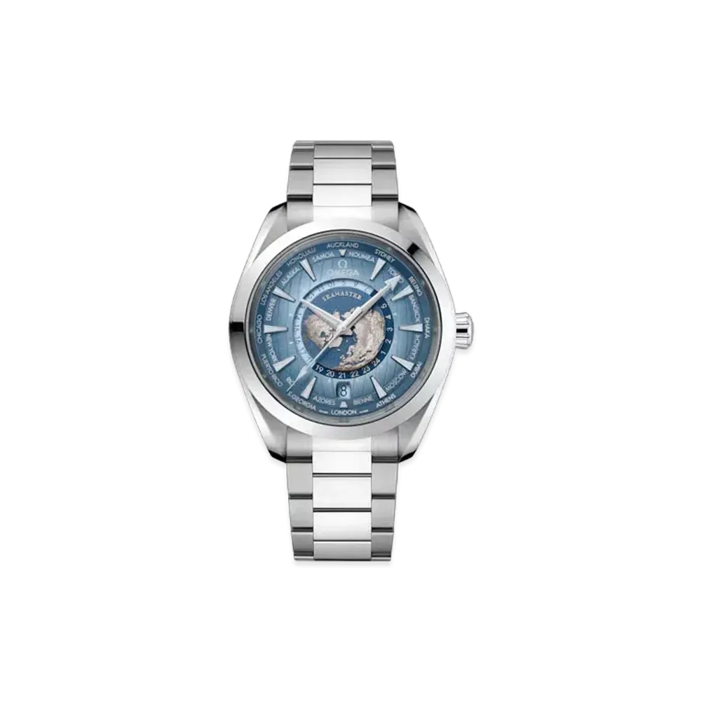 OMEGA Seamaster Aqua Terra 150M World Timer Co-Axial Master Chronometer 43MM "Stainless Steel/Blue" 220.10.43.22.03.002