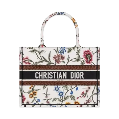Dior Medium Book Tote Bag Dior Petites Fleurs Embroidery "Multicolor"