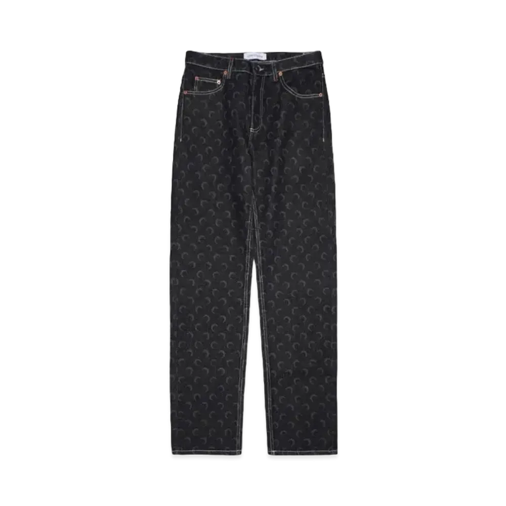 Marine serre MOON LASER DENIM LOOSE JEANS "BLACK"