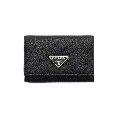PRADA Leather Key Case "Black/Loden Green"
