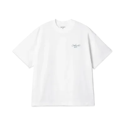 Carhartt WIP S/S Signature Script T-Shirt "White/Dusty Ice"