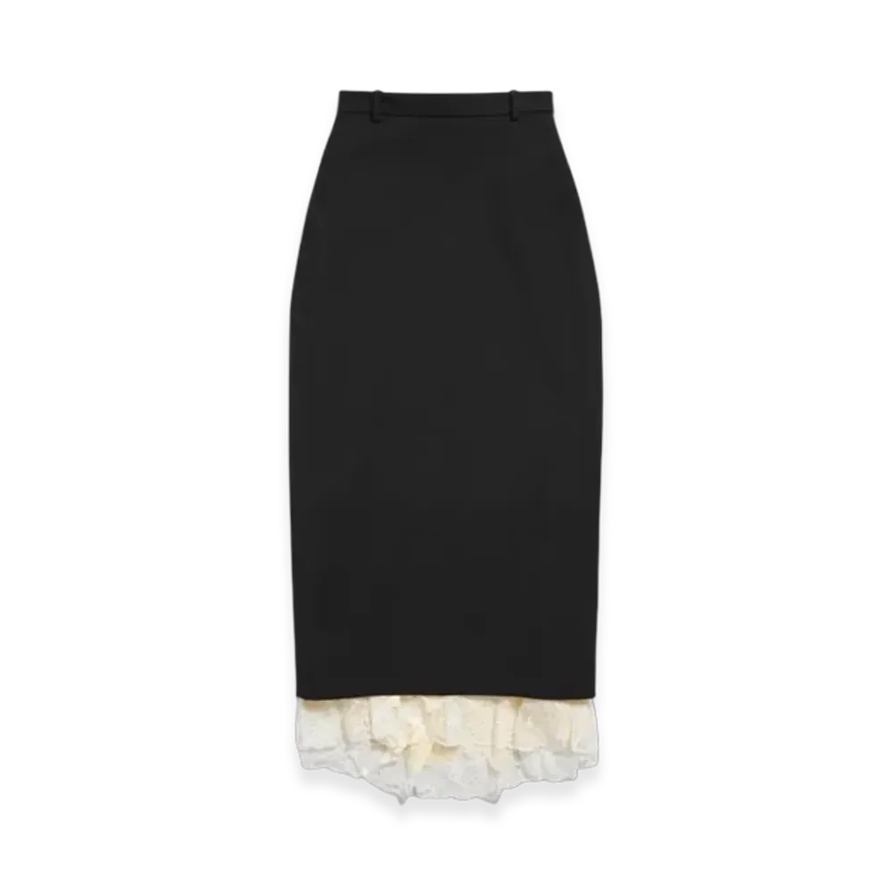 BALENCIAGA Women's Lingerie Tailored Skirt "Black Beige"