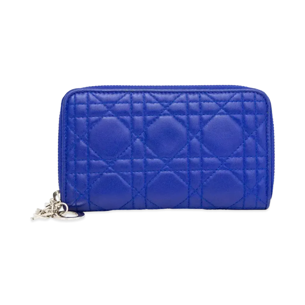 Dior Lady Dior Voyageur Wallet "Blue"