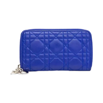 Dior Lady Dior Voyageur Wallet "Blue"