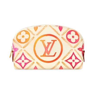 Louis Vuitton Pochette Cosmetique PM Monogram Tiles Canvas "Coral"
