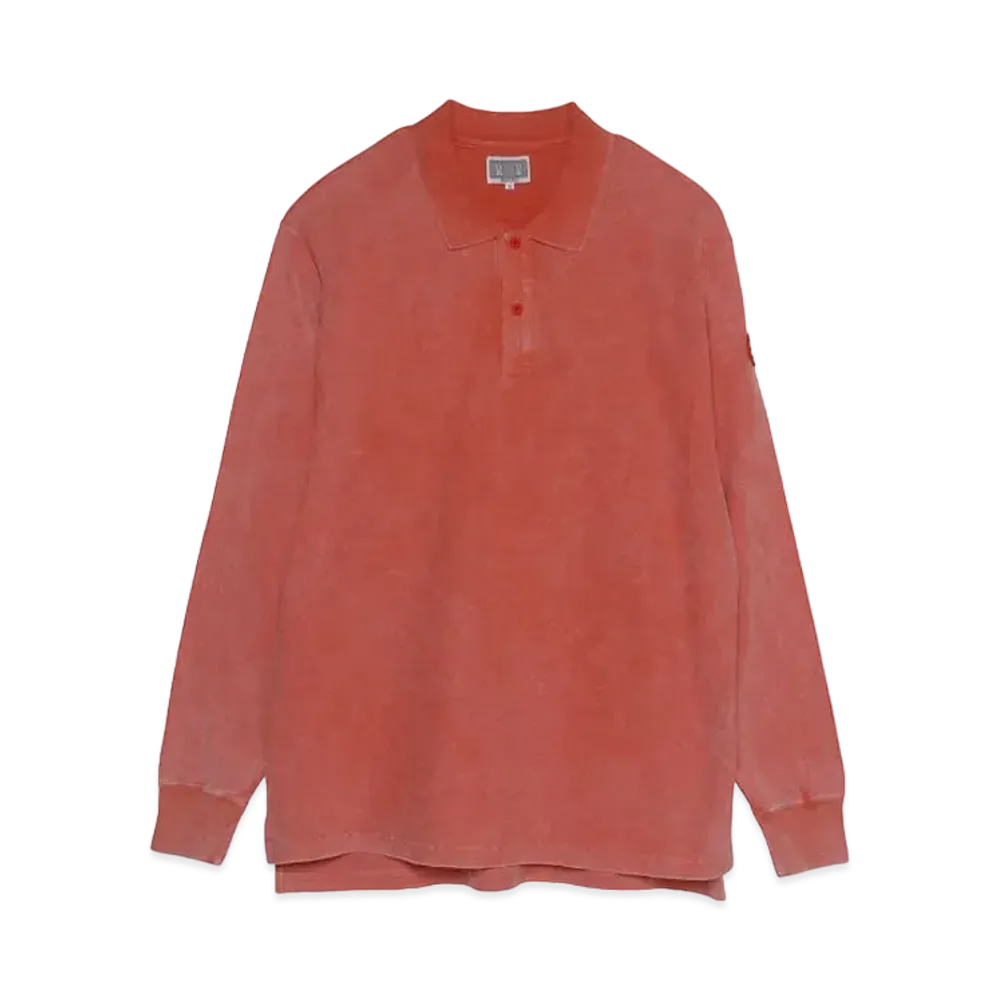 Cav Empt (C.E) BLEACHED RIB LONG SLEEVE POLO SHIRTS "Orange"