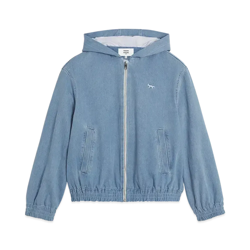 Maison Kitsune Zip Hooded Denim Blouson "Bleached Indigo"