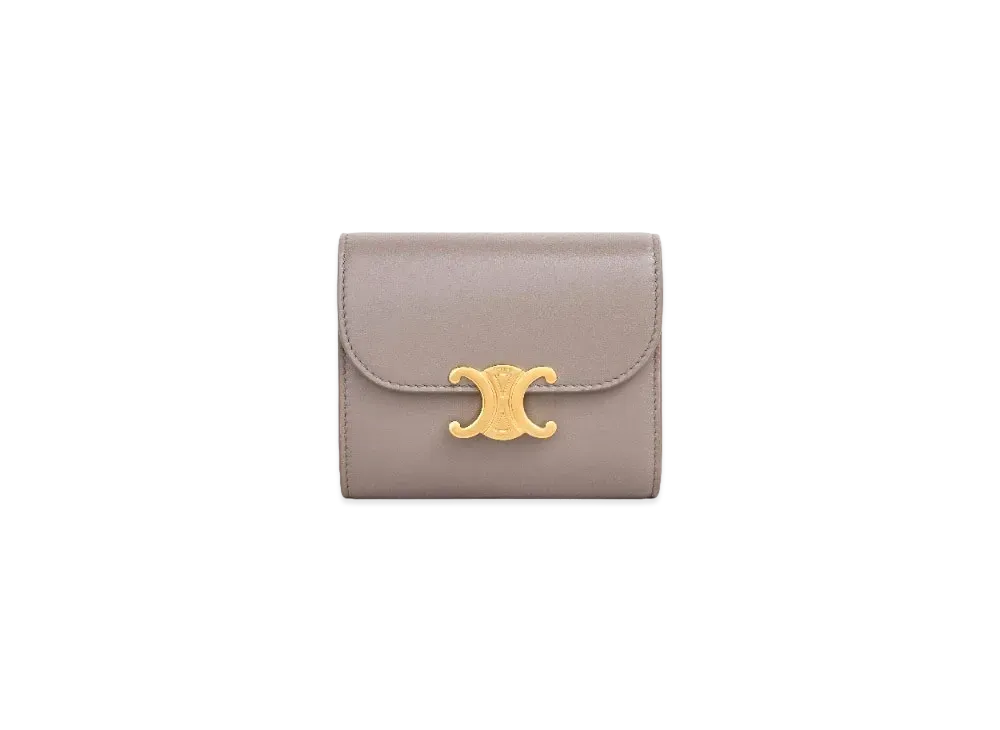 CELINE Small Triomphe Wallet In Shiny Smooth Lambskin "Pebble"