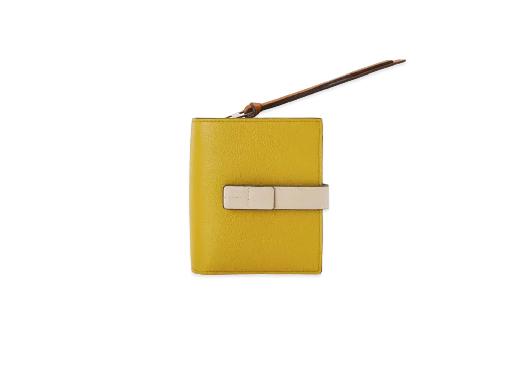 LOEWE Compact Zip Wallet In Soft Grained Calfskin "Ochre / Light Oat"