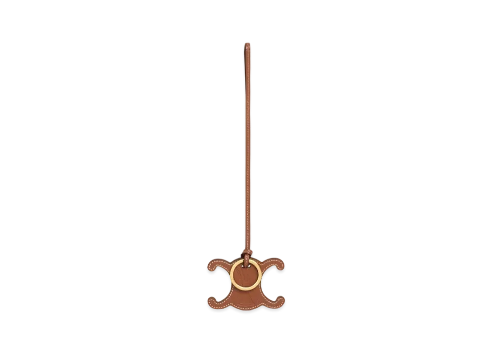 CELINE Triomphe Keyring Charm In Smooth Calfskin "Tan"