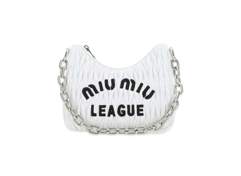 MIU MIU Matelasse Cire Shoulder Bag "White/Black"