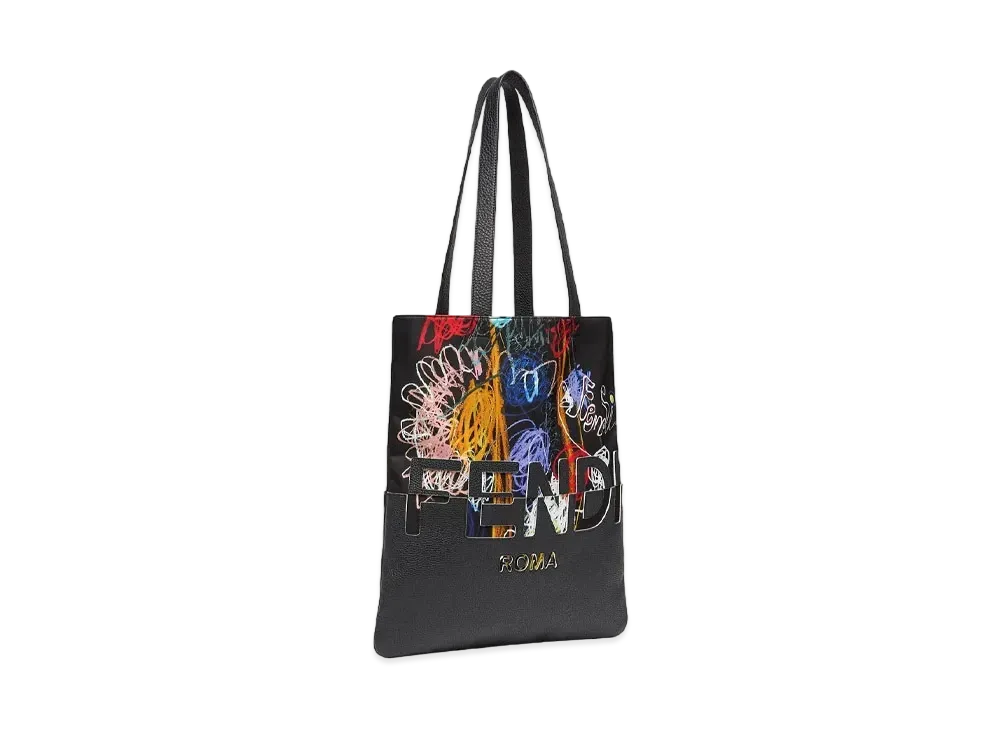 FENDI Flat Shopping Bag Nylon / Leather Bag "Multicolor"