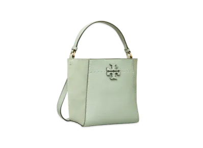 TORY BURCH Mac Glow Small Bucket Bag "Blue Celadon"