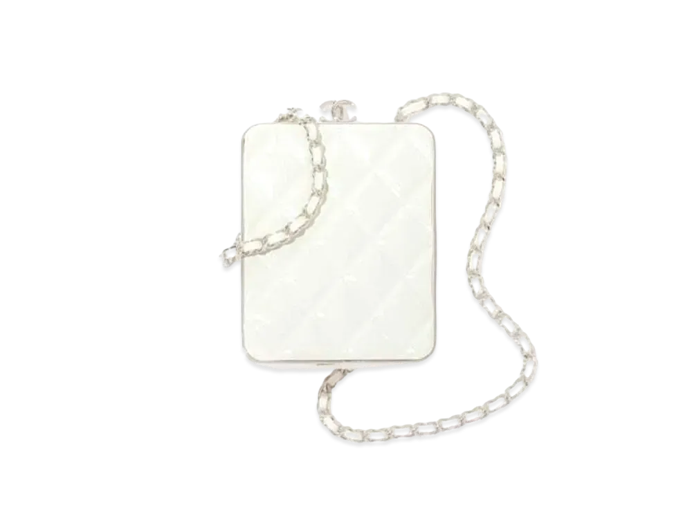 CHANEL Chain Clutch Lambskin & Plexi "White"
