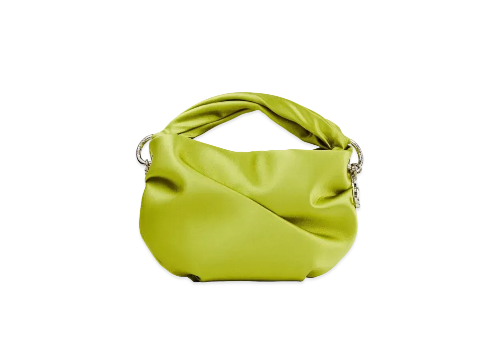 JIMMY CHOO BONNY Satin Bag With Twisted Handle "Lime"