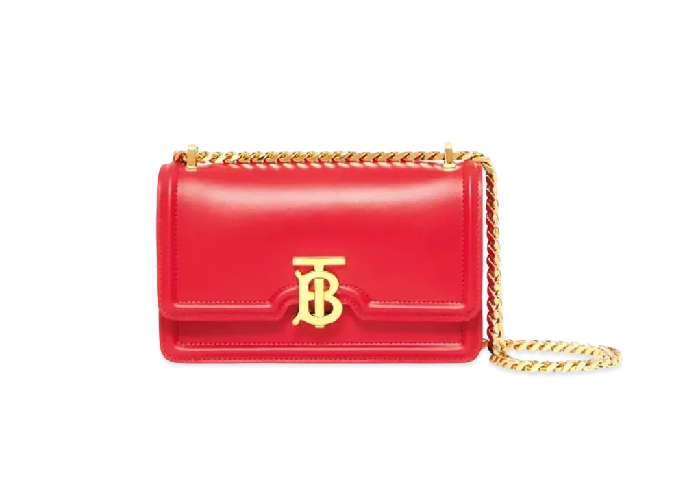 BURBERRY Mini Leather Chain TB Bag "Bright Red"