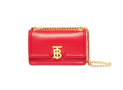 BURBERRY Mini Leather Chain TB Bag "Bright Red"