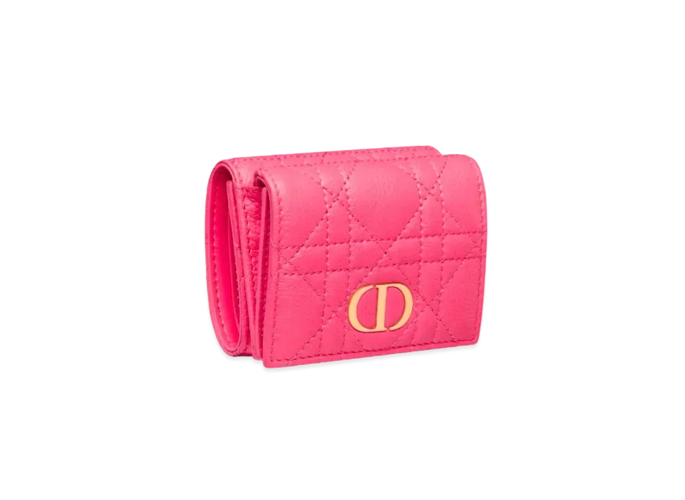 Dior Caro Compact Wallet Canage Calfskin "Piony Pink"