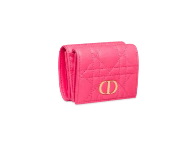 Dior Caro Compact Wallet Canage Calfskin "Piony Pink"
