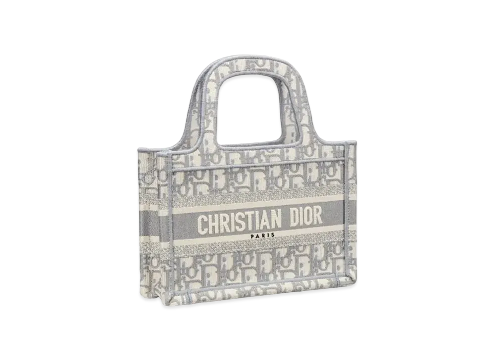 Dior Book Tote Mini Bags Oblique Embroidery "Gray"