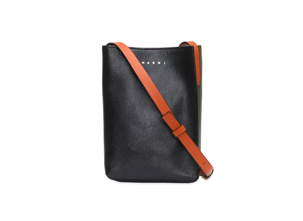 Marni Tumbled Leather Museo Tote Bag "Black"