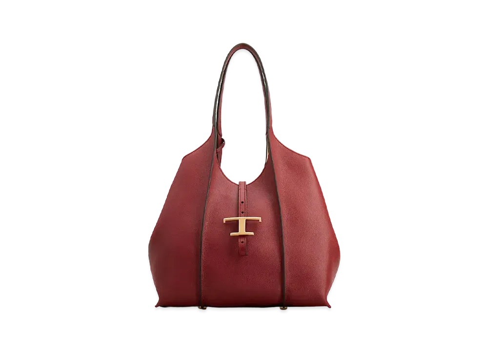 TOD'S T Timeles Leather Shopping Bag Small "Red"