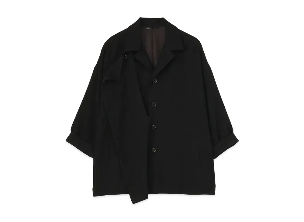 Yohji Yamamoto Y's RAYON/WOOL TWILL 3/4 SLEEVES JACKET "Black"