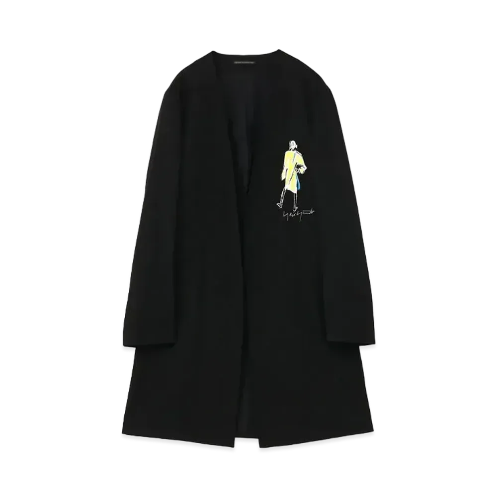 Yohji Yamamoto Pour Homme WOMAN EMBROIDERY NO COLLAR JACKET "Black"